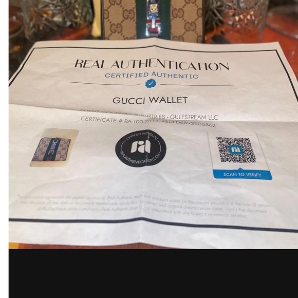 Gucci GG Monogram Wallet Tan Brown Bifold Stripe w/ COA Authentic - Picture 7 of 7